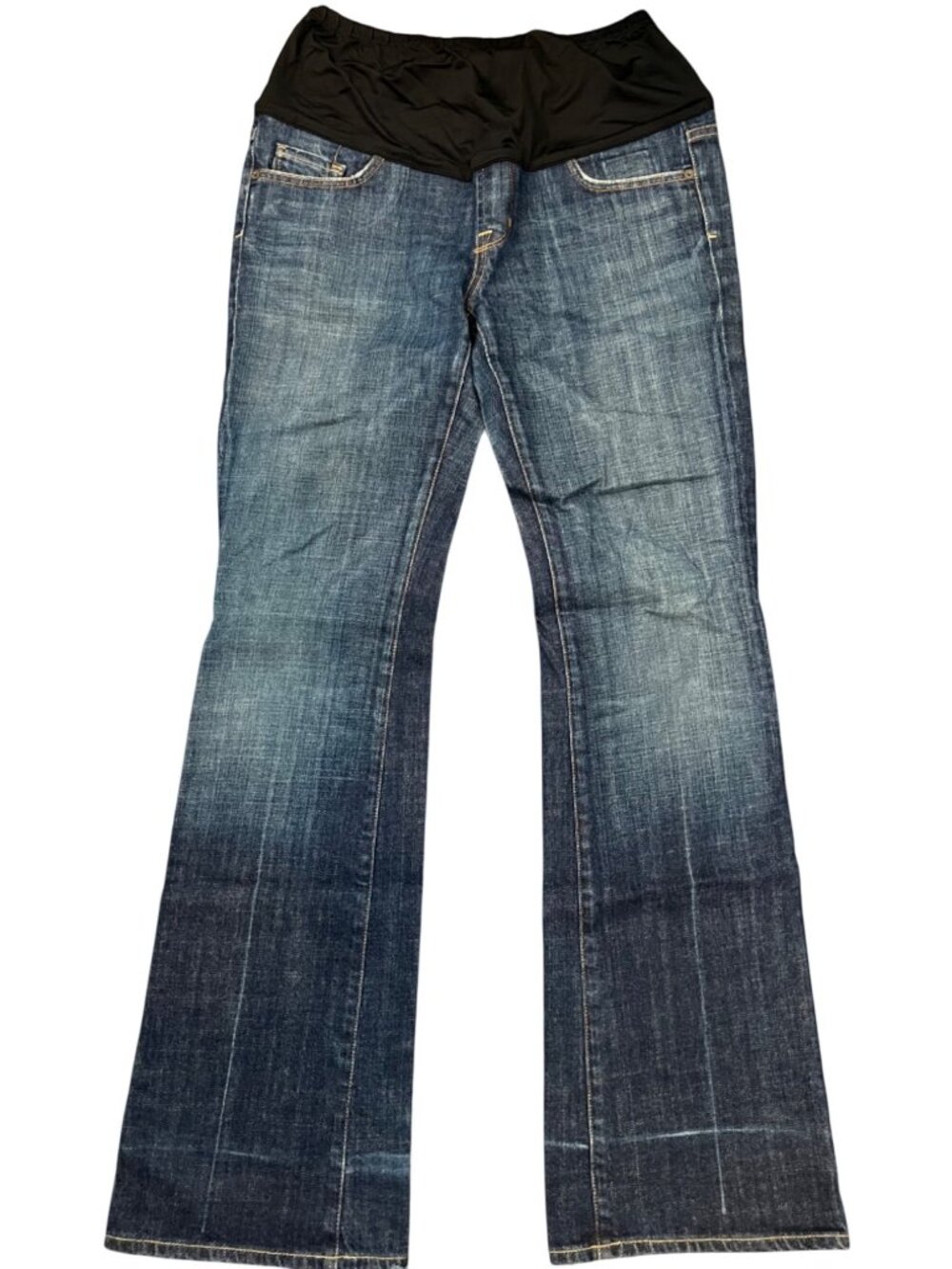Maternity Pants size 30 Daydreamer By Dear John Blue Denim Jeans With Black Stre